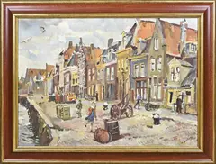 Erasmus Bernard van Dulmen Krumpelman, De Zoutsloot Harlingen, Olieverf op linnen