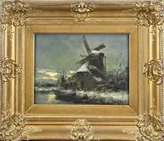 Constant Artz, Wintergezicht, Olieverf op paneel