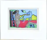 Guilliaume Corneille, Vrouw met paard, Litho op papier