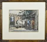 W.J. Boogaard, Hoefsmid, Aquarel op papier