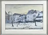 A. Potgieter, Winters dorpgezicht, Olieverf op linnen