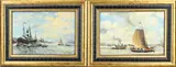 Pendant C.J. van der Aa, 2x Havengezicht Middelburg, Olieverf op paneel