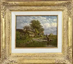 Jan van Lokhorst, Boerderij met landarbeiders en kippen, Olieverf op paneel
