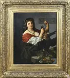 R. Heidland, Franse boerenvrouw met gevogelte