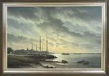 Herman Jozef Wijngaard, Scheepvaart op de IJssel, Olieverf op linnen