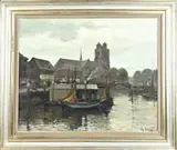 Onduid. gesign., Haven Dordrecht, Olieverf op linnen