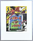 Guilliaume Corneille '96, Figuren/vogels, Lithografie op papier