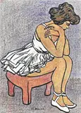 Klaas Bernink, Ballerina, Gemengde techniek op papier