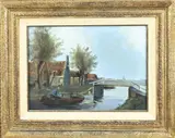 Alexander Terhell, Man in roeiboot, Gouache op papier