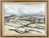 Kees Andrea, Landschap Spanje, Aquarel op papier