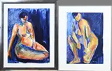 Twee werken van Jette Nielsen, Vrouwelijk naakt, 1995, Plakaatverf op papier