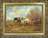 Onduid. gesign., Boer met paardenspan, Olieverf op linnen