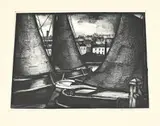 Aart van Dobbenburgh, Schepen bij Amsterdam, Lithografie op papier