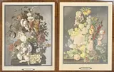 2x Joseph Nigg, kleurlitho's, Bloemstillevens, 2x Joseph Nigg, kleurlitho's