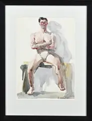 Cor Noltee, Krachtpatser, Aquarel op papier