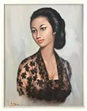 Indonesische School, Indonesische dame, Olieverf op linnen