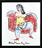 Anton Heyboer, Danseres met kousen, Pastel op papier
