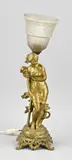 H 49 cm. by Antiek compositie metalen tafellamp met onyx, offered Apr 2025
