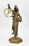 Compositie metalen engel met barometer, H 35 cm.