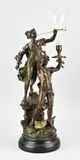 H 62 cm. by Metalen bloemenvaas met beeld, offered Apr 2025