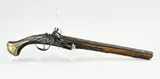 Groot 18e eeuws vuursteen pistool met gravering, L 51 cm.