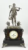1880 by Antiek marmeren pendule met compositie metalen figuur, Antiek marmeren pendule met compositie metalen figuur, offered Apr 2025