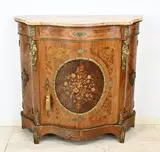 1920 by Kast van rozenhout met marmeren blad, Franse ingelegde kast van rozenhout, met lade en deur, offered Apr 2025