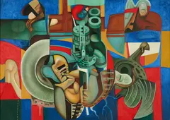 Gérard Bregnard, "Le Pompiste amoureux", 1974, Öl auf Holz