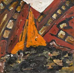 Werner Büttner, Die Russische Revolution - vom Hörensagen und in Öl - nach vorn, 1985, Öl auf Leinwand