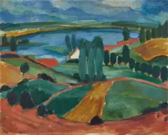 Max Kaus, "Mecklenburgische Landschaft", 1921, Tempera auf Leinwand