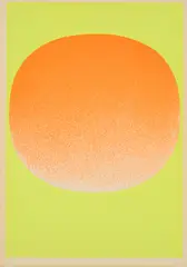 Rupprecht Geiger, Variation Runde Farbe V / Orange auf Gelb, 1968, Farbserigrafie auf Karton