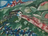 Werner Scholz, "Klostergut", 1959, Öl auf Malkarton