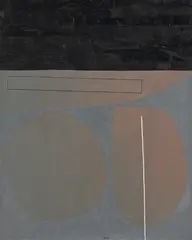 Zwischen den Zeiten (wartend) by Jürgen Partenheimer, 1991, Mischtechnik, collagiert auf Leinwand, sold Feb 2025