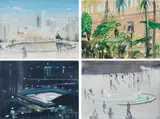 Matthias Meyer, "Madrid" / "Rom" / "Tennisplatz", 2000 bzw. 2002, Jeweils: Öl auf Leinwand