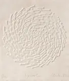 Spirale by Günther Uecker, 1983, Prägedruck auf Büttenkarton, sold Feb 2025