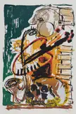 Markus Lüpertz, Ohne Titel (Saxophonist), Um 2004, Farbserigrafie auf Bütten