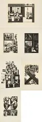 Gerd Arntz, Oben und Unten. Bilder aus der Arbeitswelt 1924-1935, 1985, 30 Holzschnitte auf leichtem Karton. Mit 3 Textblättern und einem Porträtfoto in der originalen Mappe