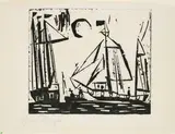 Lyonel Feininger, Segelboote (mit Mond), 1919, Holzschnitt auf dünnem Japan