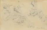 Hugo Mühlig, Studien zu einem trinkenden Landmann, Bleistiftzeichnung auf Papier