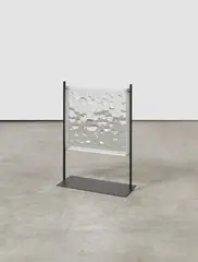 Lichtschleuse by Adolf Luther, 1962-66, Brillengläser in Plexiglaskasten, beweglich gelagert in Metallgestell, sold Feb 2025