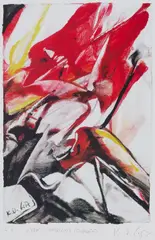 YBO by Karl Otto Götz, 2003, Offsetlithografie auf Karton, sold Mar 2025