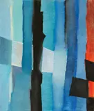 Fritz Winter, "Schwarz vor Blau", 1967, Öl auf Leinwand