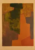 Serge Poliakoff, Komposition in Orange und Grün, 1964, Farblithografie auf Bütten