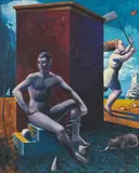 Hermann Albert, Melancholie und Heiterkeit, 1984, Tempera auf Leinwand