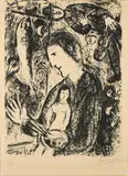 Marc Chagall, Großes schwarzes Selbstbildnis, 1975, Lithografie auf Arches FRANCE (Wasserzeichen)
