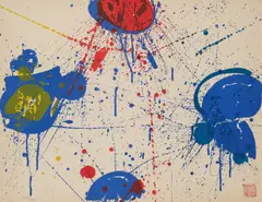 The Upper Red by Sam Francis, 1963, Farblithografie auf BFK RIVES (Wasserzeichen), sold Sep 2025