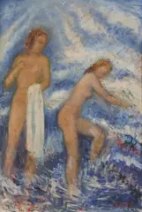 Arthur Erdle, Badende, Öl auf Leinwand