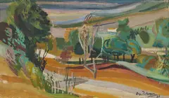 Oswald Petersen, Südliche Landschaft, 1933, Öl auf Leinwand