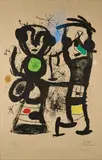 La Conversation by Joan Miró, 1969, Farblithografie auf Jute, sold Mar 2025