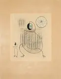 Max Ernst, Aus: Dorothea Tanning Oiseaux en péril, 1975, Farbaquatinta auf Velin